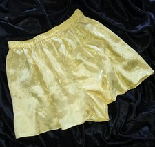 Vintage NWOT Victoria's Secret Shorts Womens Yellow Satin Sleepwear Lingerie 80s