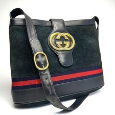 Borsa a tracolla Gucci linea Sherry scamosciata blu navy autentica