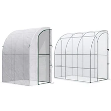 Outsunny Outdoor Walk-in Lean-to Greenhouse, PE Cover