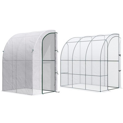 Outsunny Outdoor Walk-in Lean-to Greenhouse, PE Cover