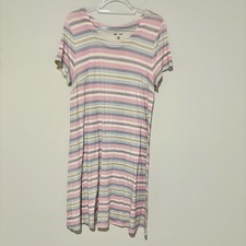 Talbots striped t shirt dress pink blue size large