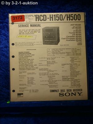 Sony Service Manual HCD H150 / H500 Component System (#3172)