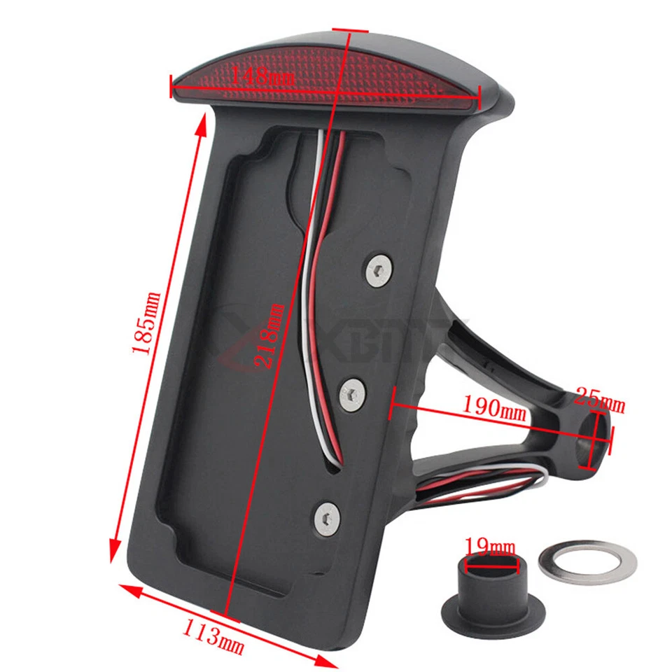 Soporte de matrícula de montaje lateral vertical soporte luz trasera para Harley personalizado Foto 3 de 4