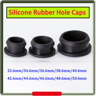 Silicone Rubber Hole Caps 32mm~51mm Black Disc Snap-on Blanking End Plug Stopper