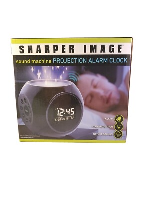 SHARPER IMAGE Star Projection DIGITAL CLOCK Nature Sounds Date 4'' Alarm Clock