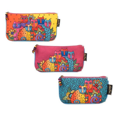 Laurel Burch Set of Three Cosmetic Bag Set Feline Clan Cat LB5338-3PK