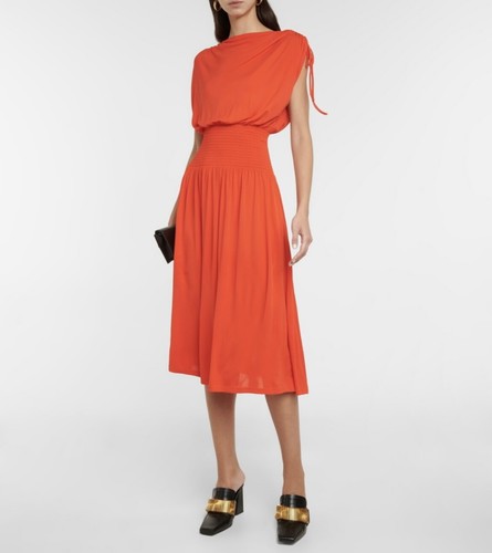 NWT Proenza Schouler - White Label Sz 4 draped crepe midi dress Fiery Red - Picture 9 of 13