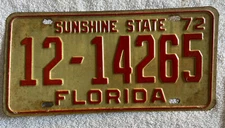 Good solid 1972 Florida  License Plate  See My Store