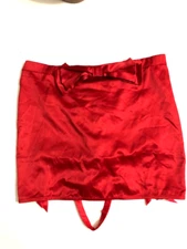 Victoria's Secret Dream Angels Red Satin Bow Garter Skirt Lace Up Back NWT