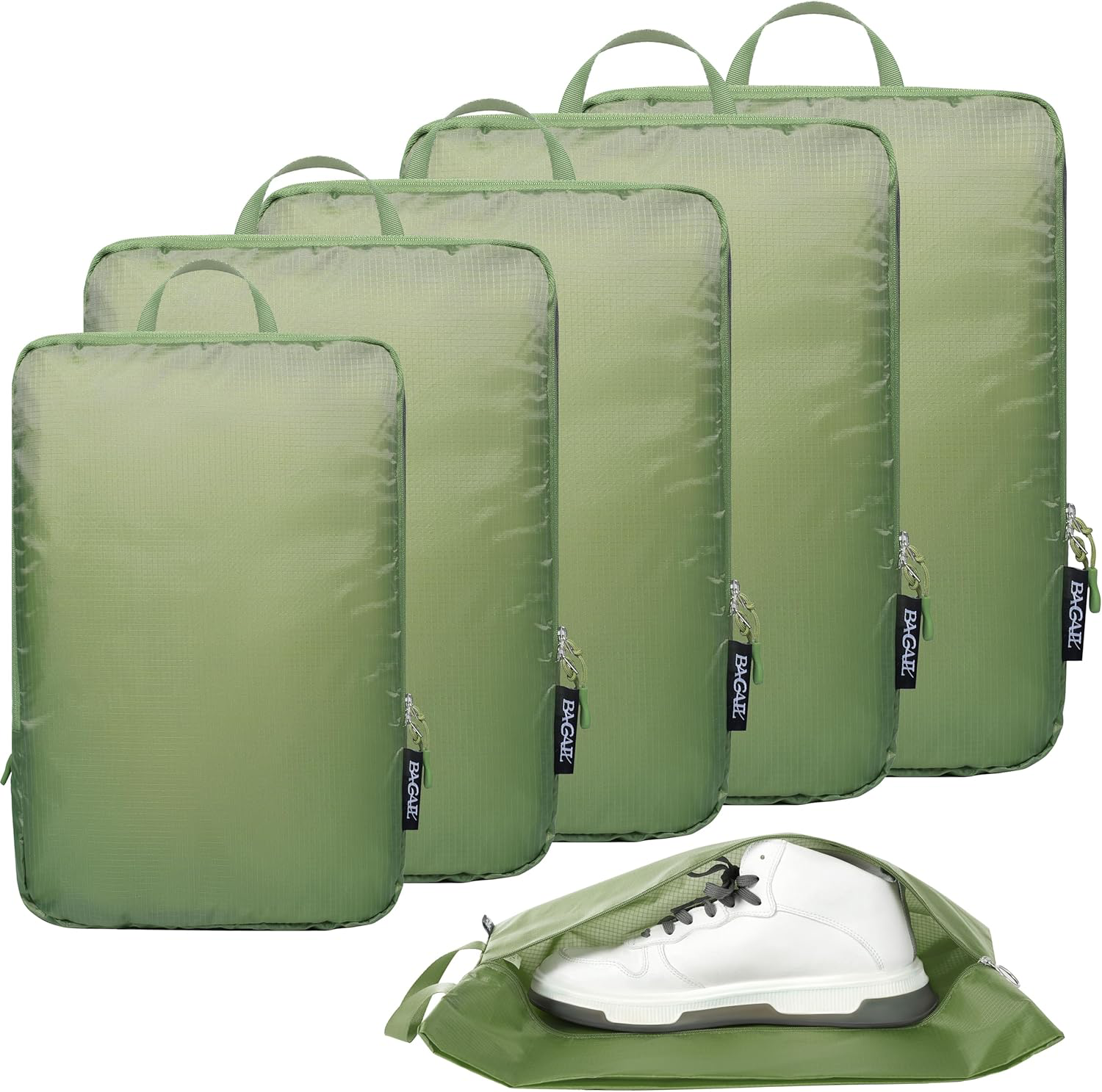 Ultralight Compression Packing Cubes 6 Set for Travel Organizer Matcha Green
