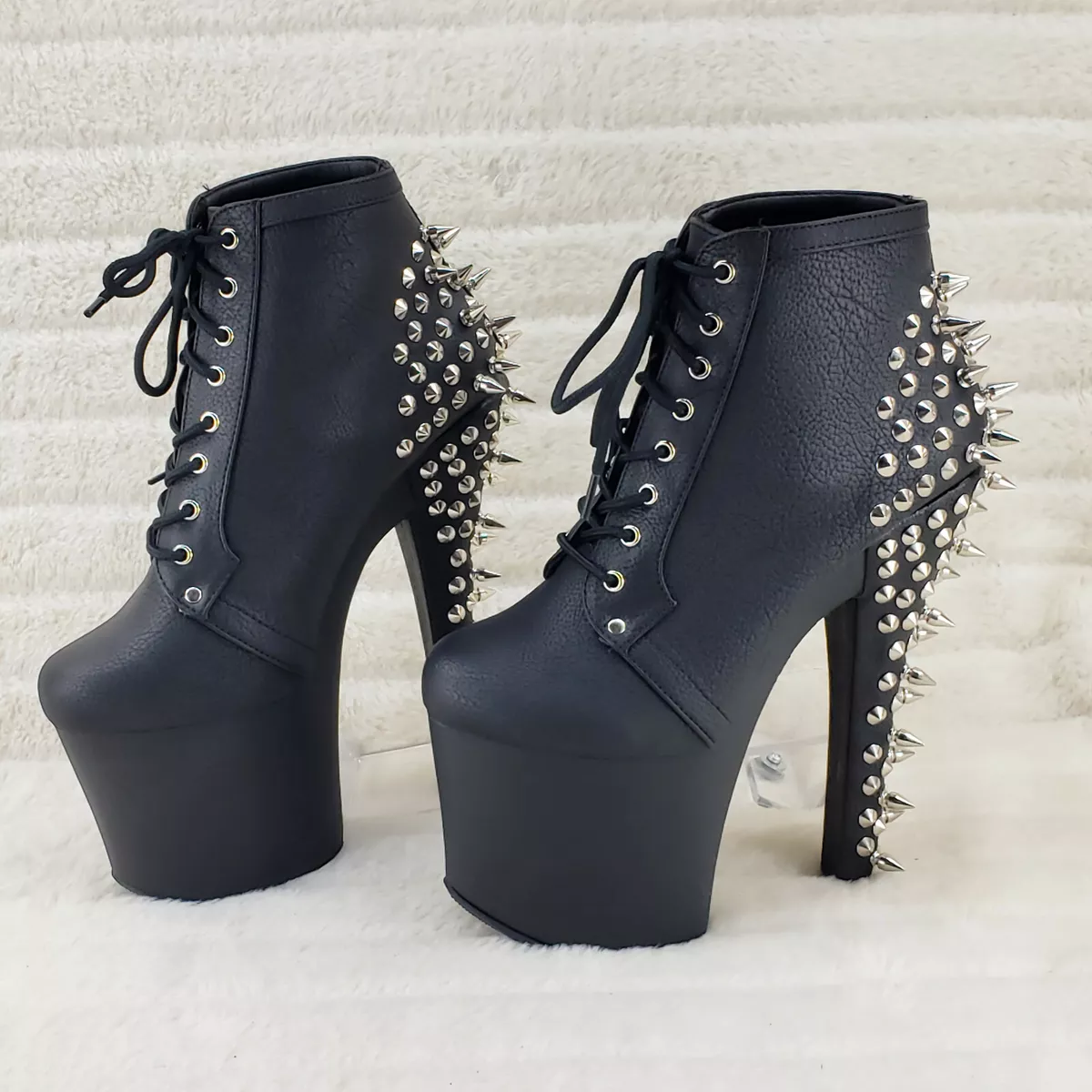 Pink Full Metallic Rivets Studs Ankle Boots Celebrity Zapatos Stiletto High  Heels Pointed Toe Woman Spikes Boots Banquet Booties - AliExpress