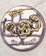 Tazos POKEMON SABRITAS GEODUDE #74 PIEDRA Nintendo Mexico 1998 Tazo Pog HTF NOS