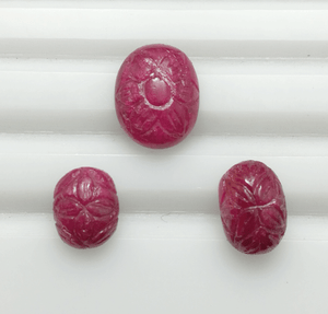 13-75-Ct-Natural-Mozambique-Top-Rich-Red-Ruby-Carved-Lot-3-Pcs-Untreated-Gems