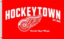 Detroit Hockey Team Memorable Flag 3x5ft 90x150cm Wings Hockeytown Red Banner
