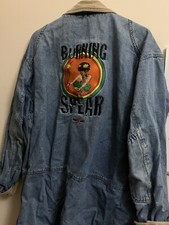 Burning Spear Patch Denim Jacket Xl Reggae Coat Overshirt