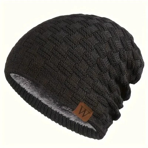 WINTER Beanie Hat Slouch Men Ladies WOOLLY  thermal Insulation Knit SOFT Black - Picture 1 of 5