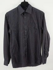 Paul Smith Men's 17.5 Long Sleeve Blue Red Stripe Cotton Jersey Button Up Shirt