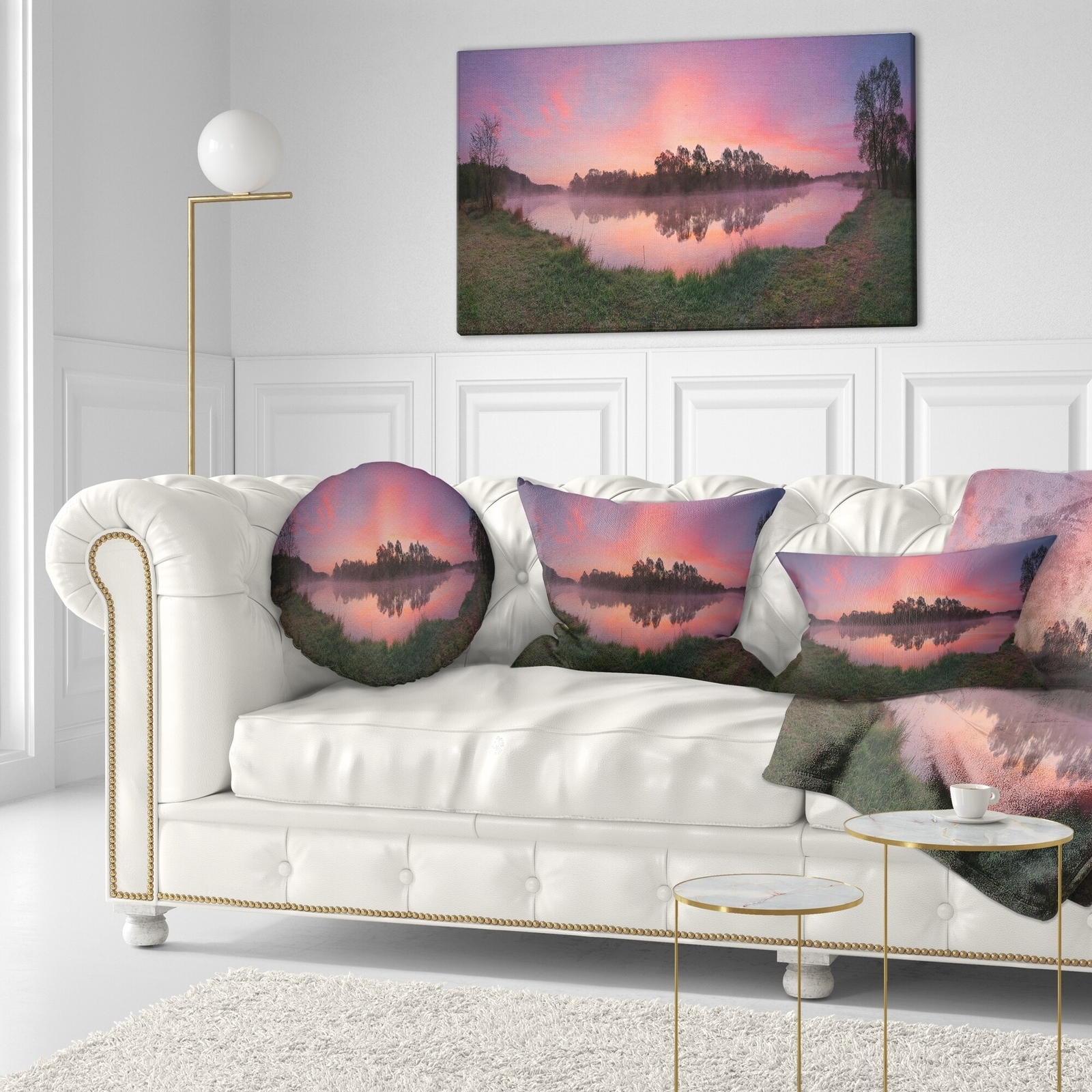 Designart 'Purple Tinged Lake Sunrise View' Landscape