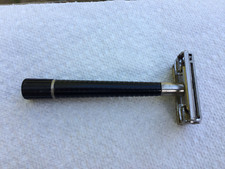 Vintage Schick Krona Double Edge Safety Razor Black Handle & Tip Made In USA