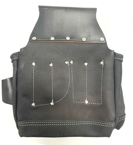 Black Professional Single Tool Belt Genuine Leather 3 Large pocket Hammer Loop - 第 6/6 張圖片