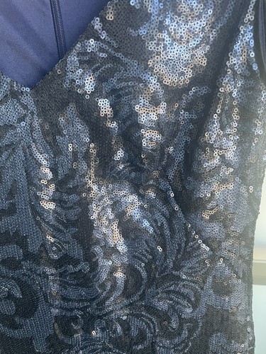JONES NEW YORK Women's Sheath DRESS Navy Sequins Sleeveless Cocktail Size 2 - Picture 2 of 7