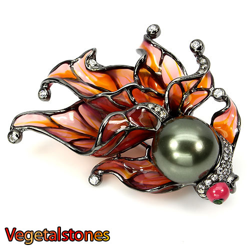 Broche poisson en argent 925 rhodié noir idéal pour accessoiriser un blazer de soirée