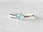 Thin Silver Aquamarine Ring, Dainty Silver Ring, Small Gemstone Bezel Ring,
