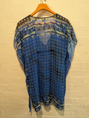 BECCA By Rebecca Virtue Beach Swim Cover-Up Tunic Sheer Blue Medium to Large Top - Picture 5 of 9