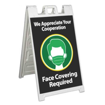 FACE COVERING REQUIRED Signicade 24x36 Aframe Sidewalk Sign Banner Decal VIRUS