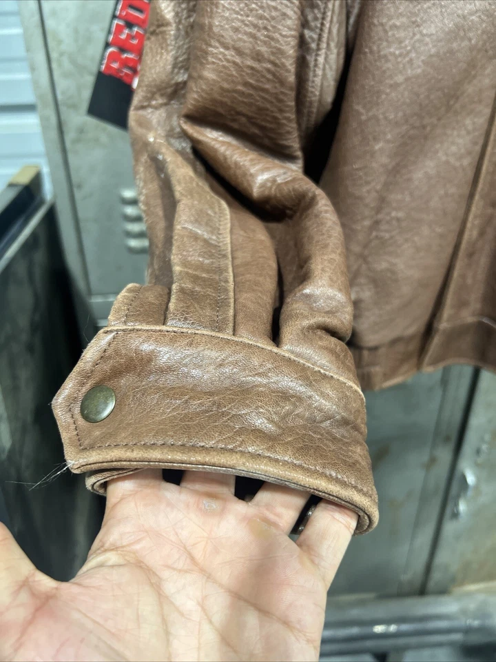 Vintage Georgetown Leather Design Men’s Sz MED Brown Bomber Jacket Full Zip - Image 3 of 4