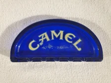 Vintage 1994 Cobalt Blue Etched Glass Camel Crescent Half Circle Ashtray