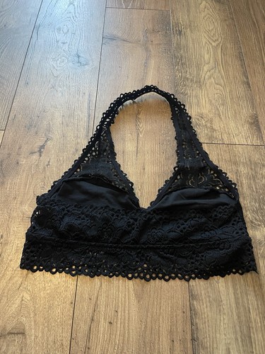 Aerie Women's Bralette Lace Halter Black Wireless XLarge - Picture 4 of 6