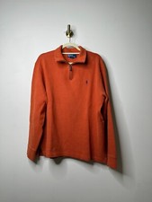 Polo by Ralph Lauren Orange 1/4 Zip Sweater 100 Cotton Men's Large