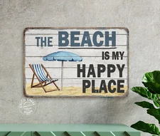 The Beach Is My Happy Place Sign Ocean Home Decor Beach House 108122001042