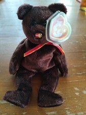 * Oryginalna czapka Ty Beanie Baby, M.C.Beanie, Teddy w kolorze brązowym, org meg, witryna 
