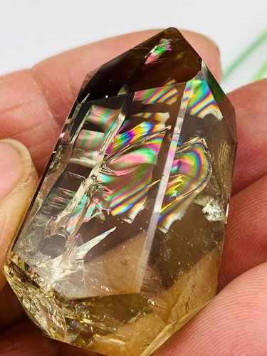 Top 32g gema diamante citrino brasileño arco iris cristal, corte a mano brillo faceta bola - Imagen 7 de 21