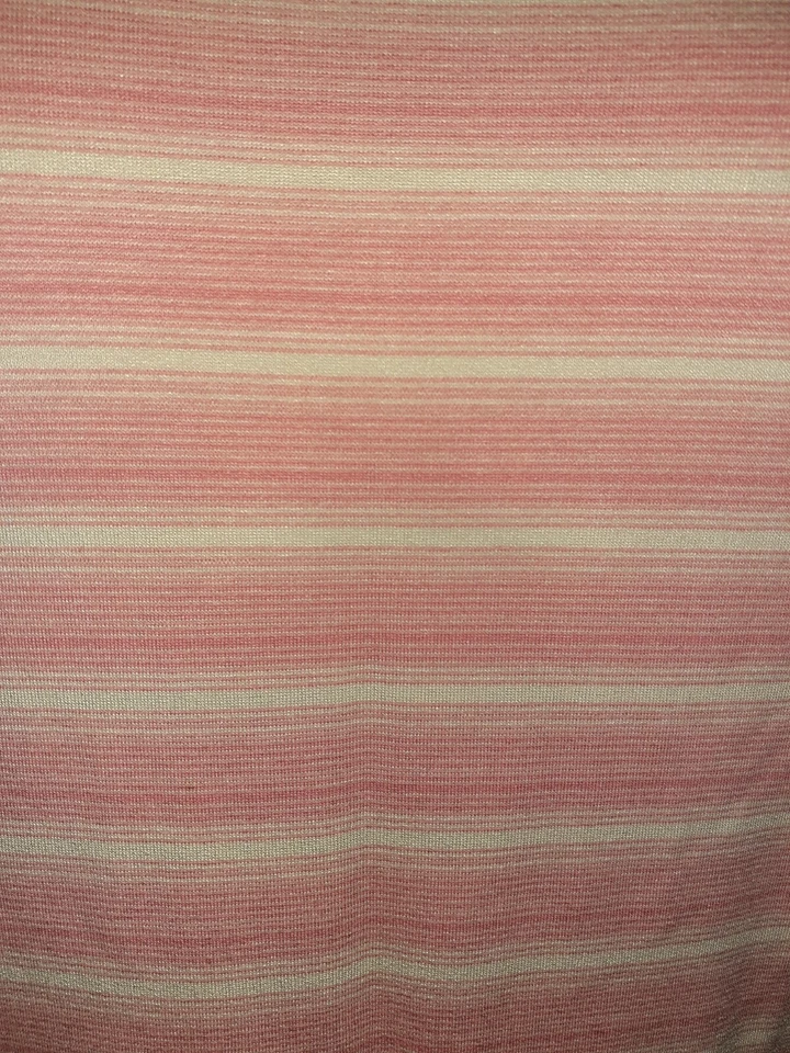 TALBOTS Plus Size 1X Sheath Dress Pink White Stripes Cap Sleeve French Terry - Image 2 of 4