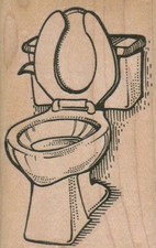 Toilet Seat Up 2 1/2 x 3 3/4" Rubber Stamp, Object Stamp, Toilet Stamp