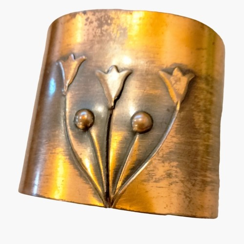 Rebajes Copper Cuff Bracelet Floral Design Wide Band Handcrafted Vintage - Picture 2 of 7