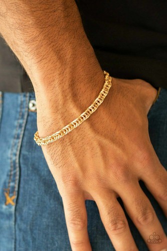 Paparazzi -Go Down Fighting Necklace - Fighting Chance Bracelet Unisex Set Gold - Imagen 4 de 4