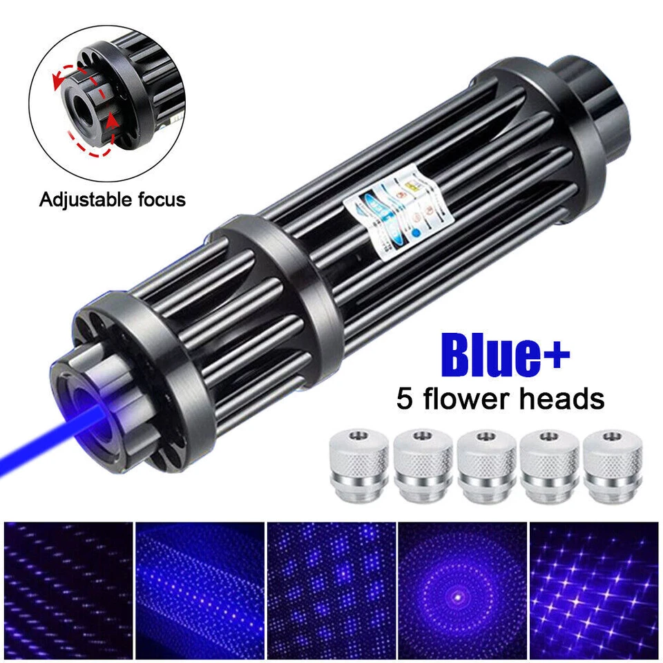 10Watt Adjustable High Power Blue Burning Laser Pointer Visible Dot Torch Light - Image 4 of 4