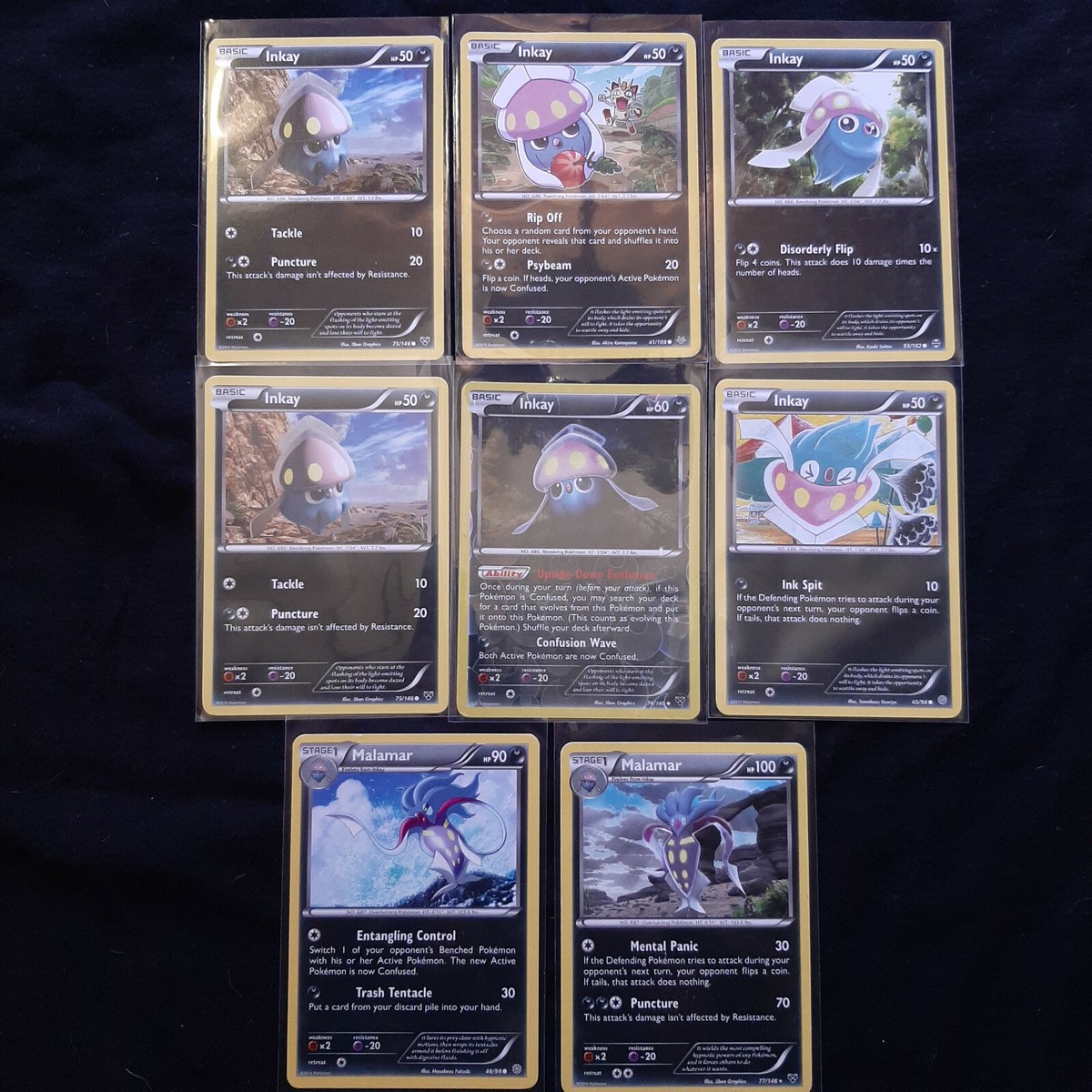 Reverse Holo Inkay & Rare Malamar Included! Dark Squid Pokemon Card Lot