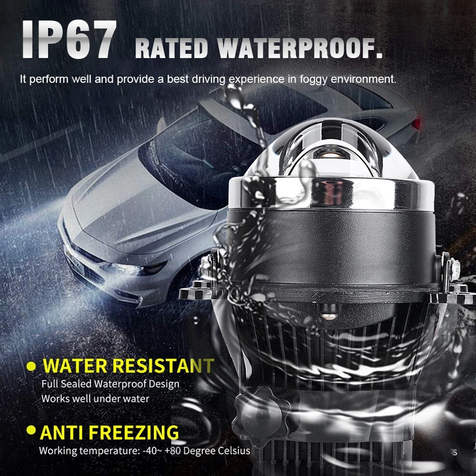 Lente proyector luces antiniebla hiperboloides LED bi de 3,0"" para Ford Focus MK2 MK3 Fiest Foto 3 de 4