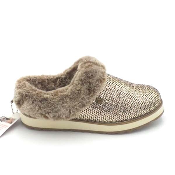 PANTOFOLA D’ORO Zoccoli ciabatte Skechers BOBS in maglia pelliccia sintetica ricordo 2.0 oro rosa