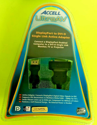 Accell UltraAV B087B-005B DisplayPort to DVI-D Cable Adapter - 10'' DVI