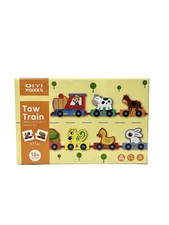 Toys Wooden Tow Train Farm Animals Set x11 pcs, Learning Imagination 18M - NEW
