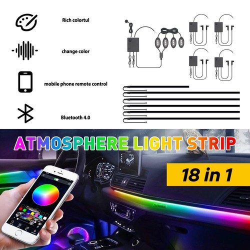 Car Symphony Ambient Light SMD5050 RGB Led Atmosphere Acrylic Strip Remote APP - Picture 20 of 22