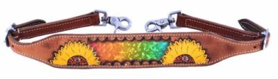 Western Horse Saddle Sunflower Design Wither Strap to hold up the Breast Collar