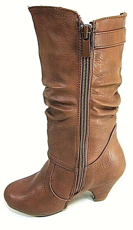 Lucky Top Girls Page-26K 拉链低跟正装靴,棕褐色美国儿童 10 M 码 — 第 3/4 张图片