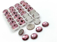6 Pieces, Swarovski Sew On Flat-Backs, 14mm Antique Pink F 3200